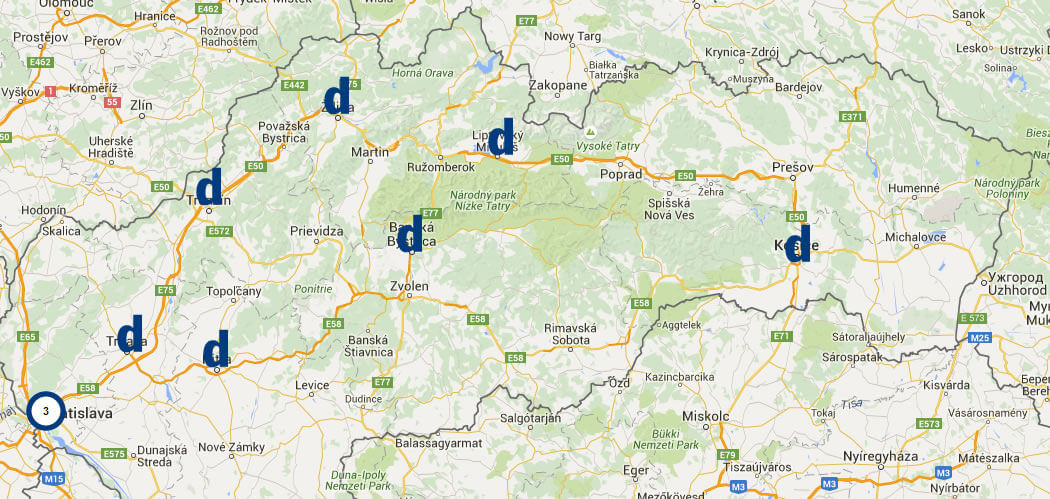 Mapa predajni dverí DEXTURA