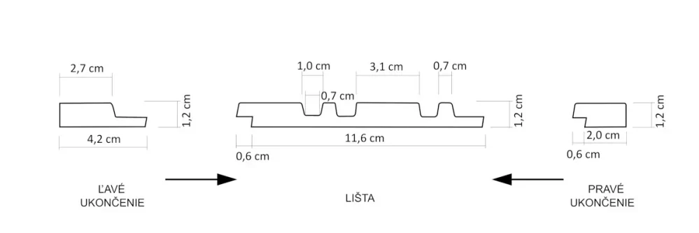 Obklad steny Lamelio MILO - ORECH 270 x 12,2 x 1,2 cm