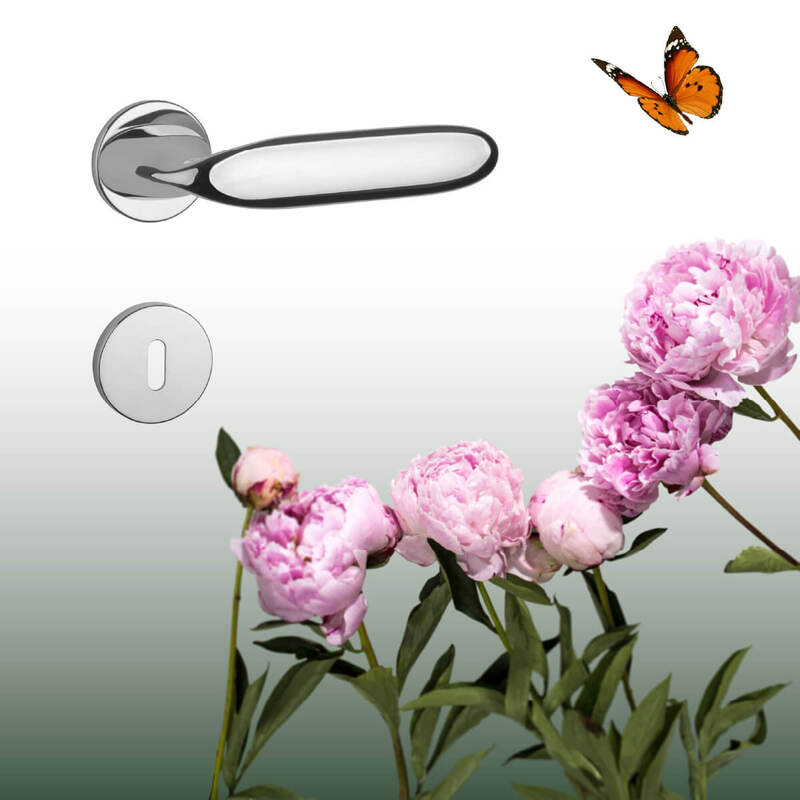Okrúhle lesklé kľučky na dvere AS - PEONIA - R 7S - chróm lesklý