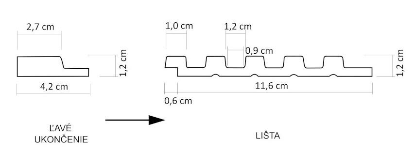 Ukončovacia lišta Lamelio ASTI - DUB CRAFT 270 x 4,2 cm ĽAVÁ